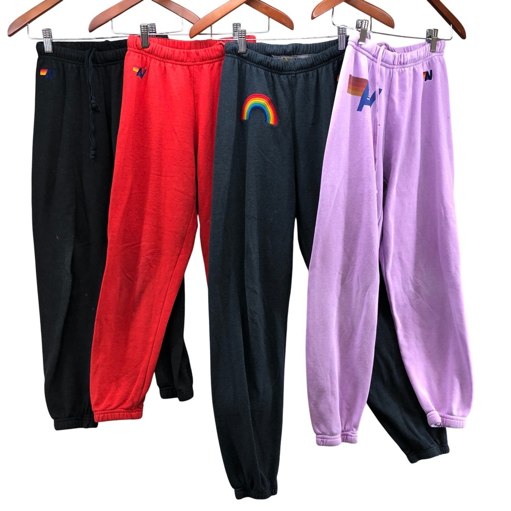 Aviator Nation Sweatpants Joggers Womens Xs Bundle Multicolor Rainbow Logo 4pk
